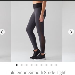 Lululemon Smooth Stride Tight with Scalloped and Mesh Side detail Sz 6